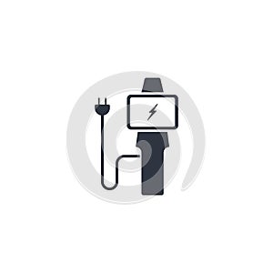 Electric vehicle charging station, electric recharging point, simple icon set, vector illustration