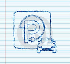 Electric vehicle charging station icon. Ev charge. Electric car. sketch icon. Vector illustration