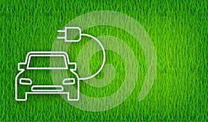 Electric vehicle charging station icon on green background. Ev charge. Electric car. Neon icon. Vector illustration.