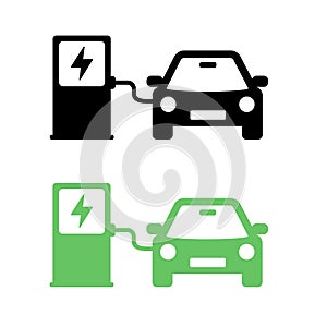 Electric Vehicle Charging Station Icon. Green Vehicle Charging Station Vector Illustration