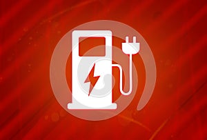 Electric vehicle charging station icon isolated on abstract red gradient magnificence background