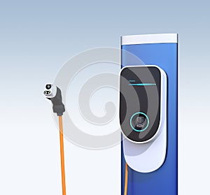 Electric vehicle charging station isolated on white background