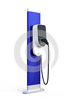 Electric vehicle charging station isolated on white background