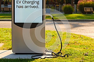 Electric Vehicle charging station at a local park and recreation area