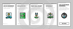electric vehicle charging station onboarding icons set vector
