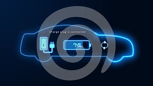 Electric vehicle charging station with progress bar Animation.