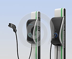 Electric vehicle charging station in public space