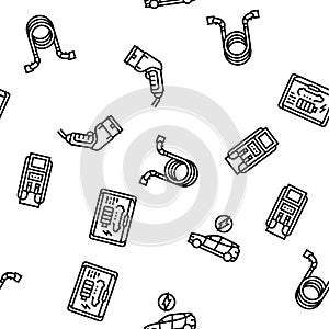 electric vehicle charging station seamless pattern vector