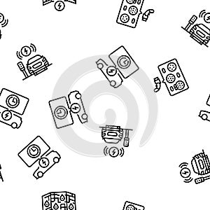 electric vehicle charging station seamless pattern vector