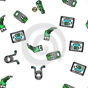 electric vehicle charging station seamless pattern vector