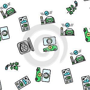 electric vehicle charging station seamless pattern vector