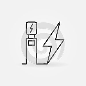 Electric vehicle charging station vector outline icon or symbol