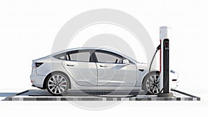 electric vehicle charging station on white background.
