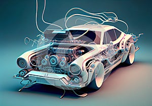 Electric vehicle concept background illustration made with generative AI