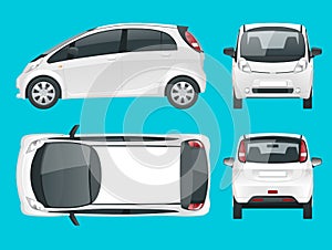 Electric vehicle or hybrid car. Eco-friendly hi-tech auto. Easy color change. Template vector on white View