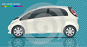 Electric vehicle or hybrid car in outlines. Template illustration. View side on a transparent background