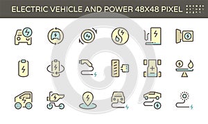 Electric vehicle and power vector icon