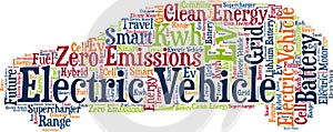 Electric vehicle - Word cloud illustration photo