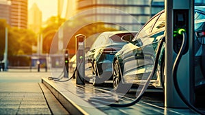 Electric Vehicles and Charging Infrastructure in a Modern City AI Generated