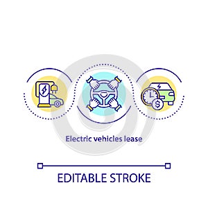 Electric vehicles lease concept icon.