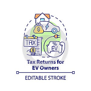 Electric vehicles owners tax returns concept icon.