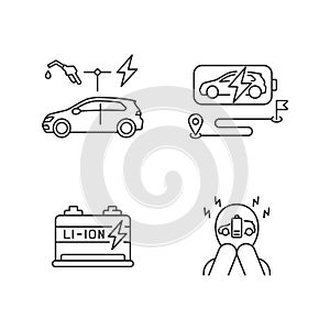 Electric vehicles travel linear icons set