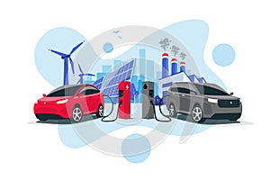 Electric Versus Gasoline Car Fight Comparison with Renewables and Fossil Energy