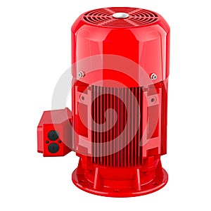 Electric vertical motor, red color. 3D rendering