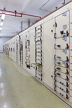 Electric voltage control room of a power plant.