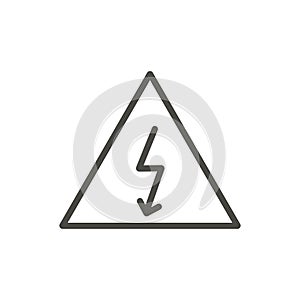 Electric warning icon vector. Line high valtage symbol isolated. Trendy flat outline ui sign design