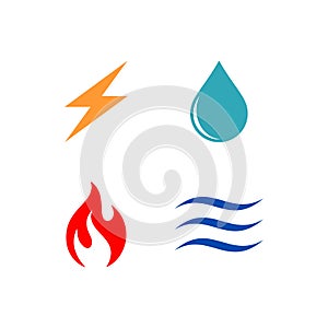Electric, Water, Fire, Air Logo Template Illustration Design. Vector EPS 10