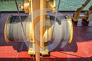 Electric winch on a boat