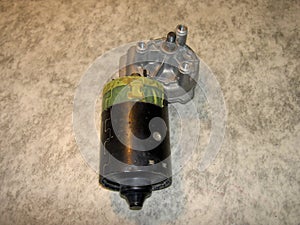 Electric wiper motor with aluminum gearbox, removed from the car, back side