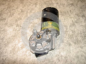 Electric wiper motor with aluminum gearbox, removed from the car, front side