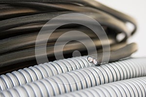 Electric wire and corrugation photo