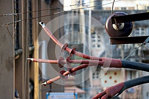 electric wire on double deadens three-phase