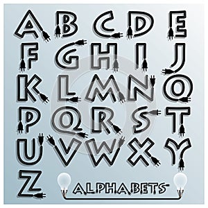 Electric Wire And Plug Alphabets Font Style