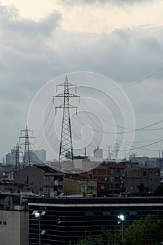 Electric wires over the city