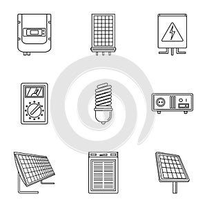 Electric wiring icons set, outline style