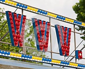 Electric WWW sign on a scaffolding