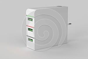 Electrical adapter to USB port on a white background 3d render