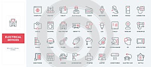 Electrical appliances and devices, wifi router and computer, tablet line icons set