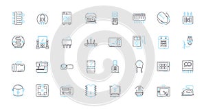 Electrical appliances linear icons set. Power , Efficiency , Voltage , Wattage , Current , Circuits , Resistor line photo