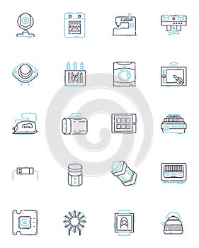 Electrical appliances linear icons set. Power , Efficiency , Voltage , Wattage , Current , Circuits , Resistor line photo