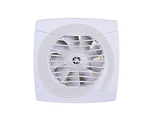Electrical bathroom air ventilation exhaust fan isolated on white background with clipping path