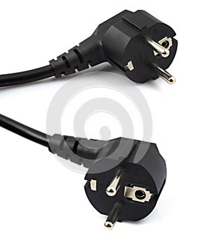 Electrical black plug on white background