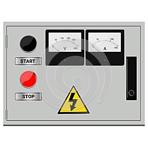 Electrical box, industrial electrical control panel. vector image