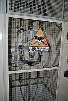 Electrical breaker and danger sign