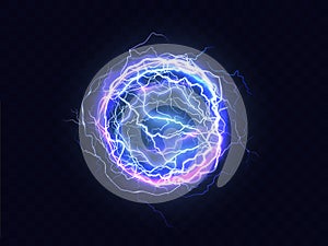 Electrical burst, ball lightning realistic vector