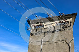 electrical cabin with high voltage cables to supply electricity to users photo